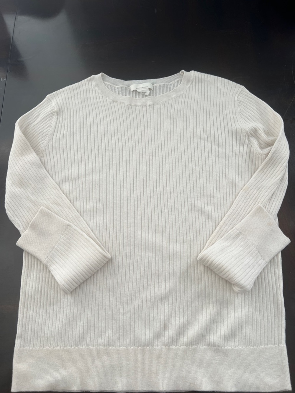 H&M Cream Ribbed Crewneck Sweater! Super cute, soft and comfortable, stretchy!